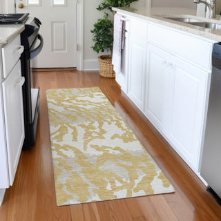 Piper Looms Mayfield Animal Print AMF873 Gold Machine Washable Area Rug Runner Lifestyle Image Feature