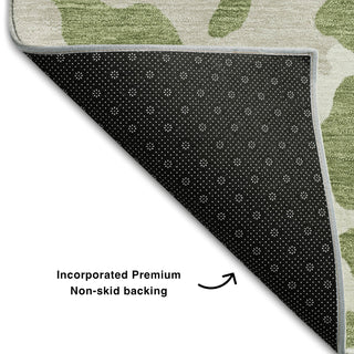Piper Looms Mayfield Animal Print AMF873 Green Machine Washable Area Rug Backing Image