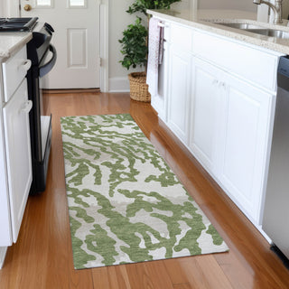Piper Looms Mayfield Animal Print AMF873 Green Machine Washable Area Rug Runner Lifestyle Image Feature