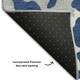 Piper Looms Mayfield Animal Print AMF873 Navy Machine Washable Area Rug Backing Image