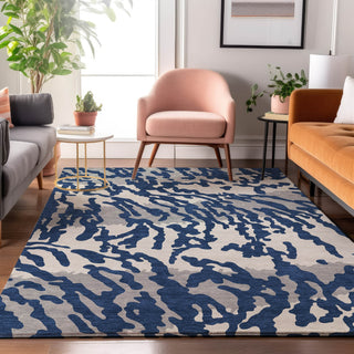 Piper Looms Mayfield Animal Print AMF873 Navy Machine Washable Area Rug Lifestyle Image Feature