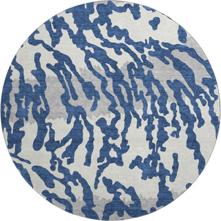 Piper Looms Mayfield Animal Print AMF873 Navy Machine Washable Area Rug Round Main Image