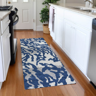 Piper Looms Mayfield Animal Print AMF873 Navy Machine Washable Area Rug Runner Lifestyle Image Feature