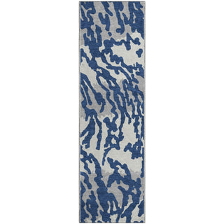 Piper Looms Mayfield Animal Print AMF873 Navy Machine Washable Area Rug Runner Main Image