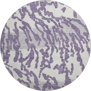 Piper Looms Mayfield Animal Print AMF873 Purple Machine Washable Area Rug Round Main Image