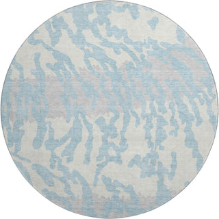 Piper Looms Mayfield Animal Print AMF873 Sky Machine Washable Area Rug Round Main Image