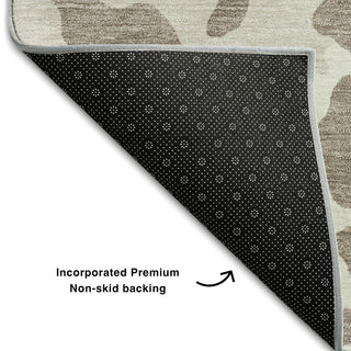 Piper Looms Mayfield Animal Print AMF873 Taupe Machine Washable Area Rug Backing Image