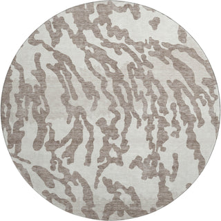 Piper Looms Mayfield Animal Print AMF873 Taupe Machine Washable Area Rug Round Main Image