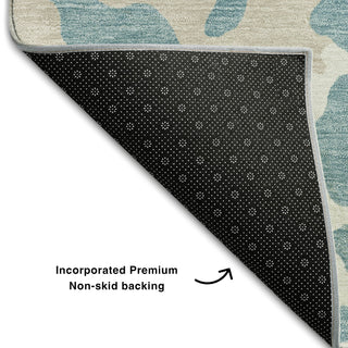 Piper Looms Mayfield Animal Print AMF873 Teal Machine Washable Area Rug Backing Image