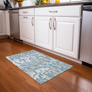 Piper Looms Mayfield Animal Print AMF873 Teal Machine Washable Area Rug Scatter Lifestyle Image Feature
