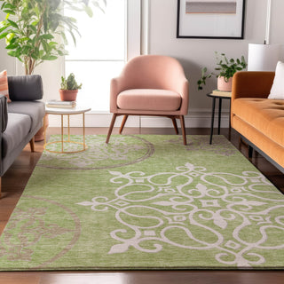 Piper Looms Mayfield Scrolls AMF874 Aloe Machine Washable Area Rug Lifestyle Image Feature
