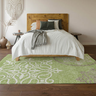 Piper Looms Mayfield Scrolls AMF874 Aloe Machine Washable Area Rug Lifestyle Image Feature