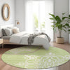 Piper Looms Mayfield Scrolls AMF874 Aloe Machine Washable Area Rug Round Lifestyle Image Feature