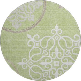 Piper Looms Mayfield Scrolls AMF874 Aloe Machine Washable Area Rug Round Main Image