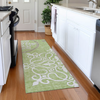 Piper Looms Mayfield Scrolls AMF874 Aloe Machine Washable Area Rug Runner Lifestyle Image Feature