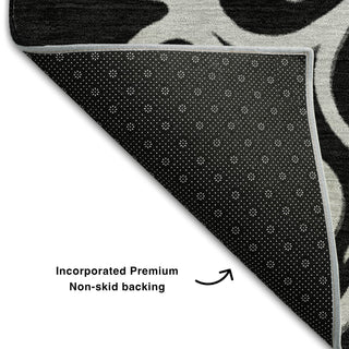 Piper Looms Mayfield Scrolls AMF874 Black Machine Washable Area Rug Backing Image