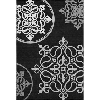 Piper Looms Mayfield Scrolls AMF874 Black Machine Washable Area Rug main image
