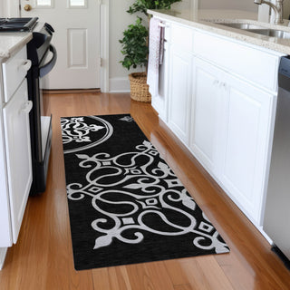 Piper Looms Mayfield Scrolls AMF874 Black Machine Washable Area Rug Runner Lifestyle Image Feature
