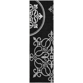 Piper Looms Mayfield Scrolls AMF874 Black Machine Washable Area Rug Runner Main Image