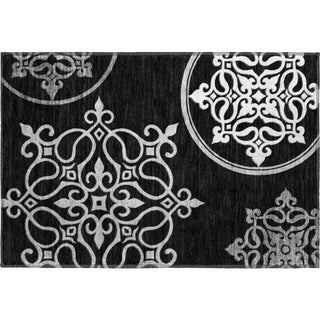 Piper Looms Mayfield Scrolls AMF874 Black Machine Washable Area Rug Scatter Main Image