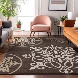 Piper Looms Mayfield Scrolls AMF874 Chocolate Machine Washable Area Rug Lifestyle Image Feature