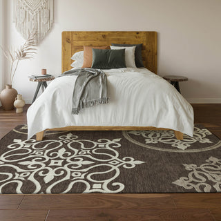 Piper Looms Mayfield Scrolls AMF874 Chocolate Machine Washable Area Rug Lifestyle Image Feature