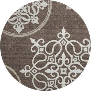 Piper Looms Mayfield Scrolls AMF874 Chocolate Machine Washable Area Rug Round Main Image