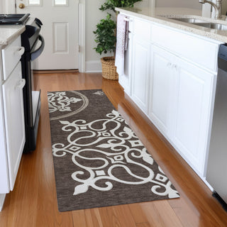 Piper Looms Mayfield Scrolls AMF874 Chocolate Machine Washable Area Rug Runner Lifestyle Image Feature