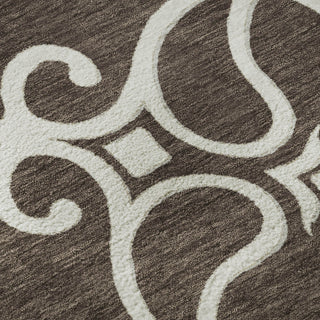 Piper Looms Mayfield Scrolls AMF874 Chocolate Machine Washable Area Rug Swatch Image