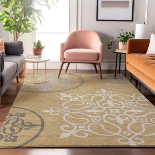 Piper Looms Mayfield Scrolls AMF874 Gold Machine Washable Area Rug Lifestyle Image Feature