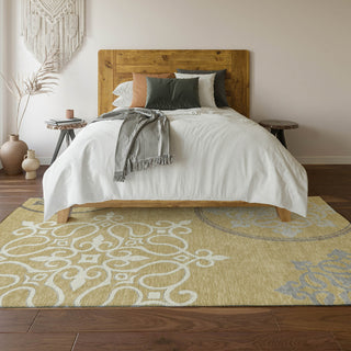 Piper Looms Mayfield Scrolls AMF874 Gold Machine Washable Area Rug Lifestyle Image Feature