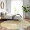 Piper Looms Mayfield Scrolls AMF874 Gold Machine Washable Area Rug Round Lifestyle Image Feature