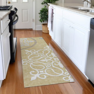 Piper Looms Mayfield Scrolls AMF874 Gold Machine Washable Area Rug Runner Lifestyle Image Feature