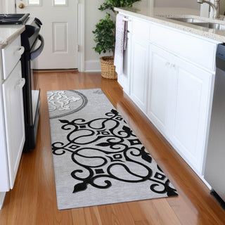 Piper Looms Mayfield Scrolls AMF874 Gray Machine Washable Area Rug Runner Lifestyle Image Feature