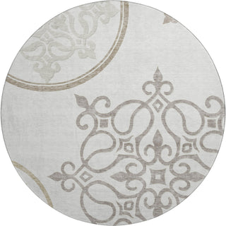 Piper Looms Mayfield Scrolls AMF874 Ivory Machine Washable Area Rug Round Main Image