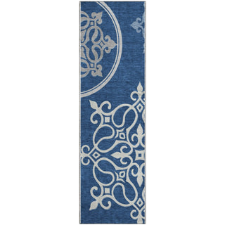 Piper Looms Mayfield Scrolls AMF874 Navy Machine Washable Area Rug Runner Main Image