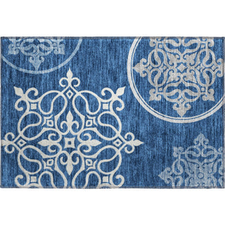Piper Looms Mayfield Scrolls AMF874 Navy Machine Washable Area Rug Scatter Main Image