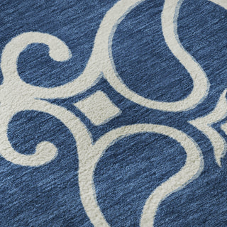 Piper Looms Mayfield Scrolls AMF874 Navy Machine Washable Area Rug Swatch Image