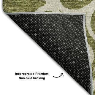 Piper Looms Mayfield Scrolls AMF874 Olive Machine Washable Area Rug Backing Image
