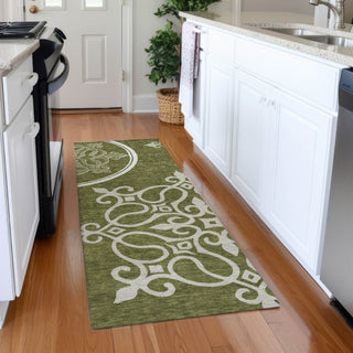Piper Looms Mayfield Scrolls AMF874 Olive Machine Washable Area Rug Runner Lifestyle Image Feature
