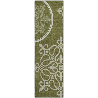Piper Looms Mayfield Scrolls AMF874 Olive Machine Washable Area Rug Runner Main Image