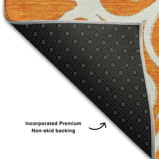 Piper Looms Mayfield Scrolls AMF874 Orange Machine Washable Area Rug Backing Image