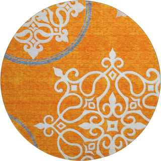 Piper Looms Mayfield Scrolls AMF874 Orange Machine Washable Area Rug Round Main Image
