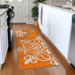 Piper Looms Mayfield Scrolls AMF874 Orange Machine Washable Area Rug Runner Lifestyle Image Feature