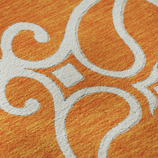 Piper Looms Mayfield Scrolls AMF874 Orange Machine Washable Area Rug Swatch Image
