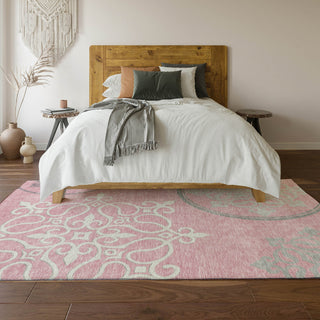 Piper Looms Mayfield Scrolls AMF874 Pink Machine Washable Area Rug Lifestyle Image Feature