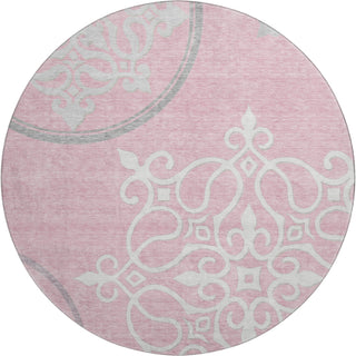 Piper Looms Mayfield Scrolls AMF874 Pink Machine Washable Area Rug Round Main Image