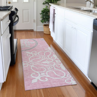 Piper Looms Mayfield Scrolls AMF874 Pink Machine Washable Area Rug Runner Lifestyle Image Feature