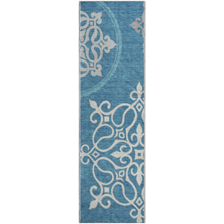 Piper Looms Mayfield Scrolls AMF874 Teal Machine Washable Area Rug Runner Main Image