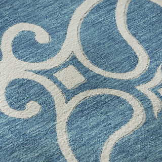 Piper Looms Mayfield Scrolls AMF874 Teal Machine Washable Area Rug Swatch Image